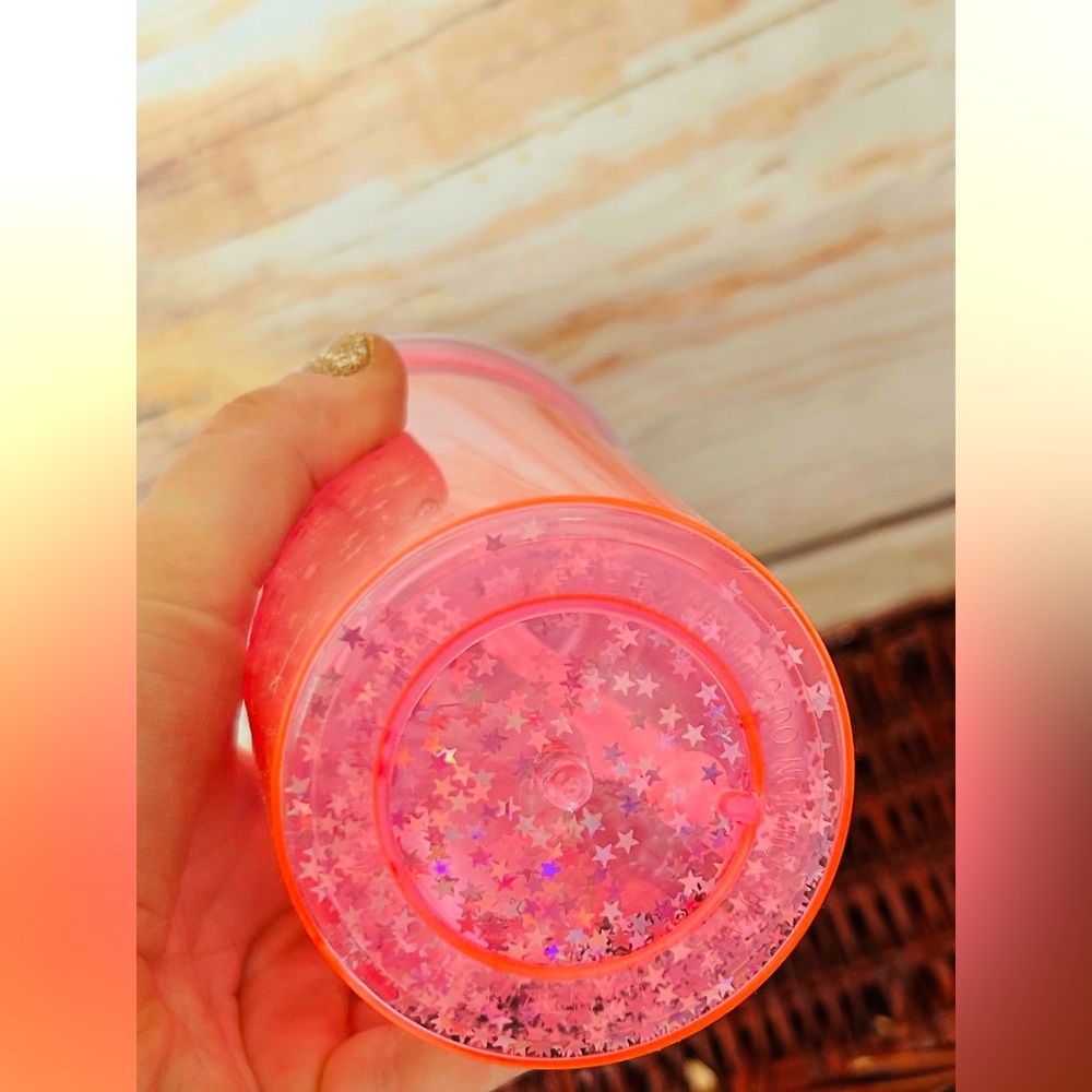 Pink Star Glitter Tumbler with Lid / Straw NEW - Picture 5 of 9